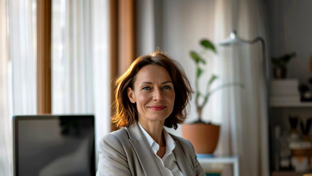 Lächelnde Geschäftsfrau im Büro
